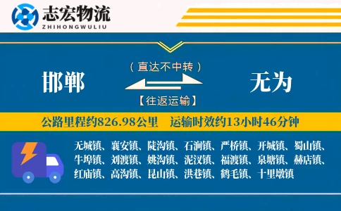 邯郸到无为物流专线