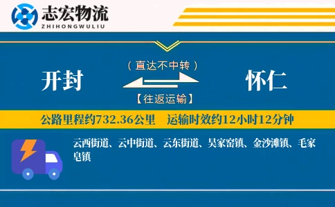 开封到怀仁物流专线