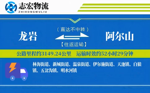 龙岩到阿尔山物流专线