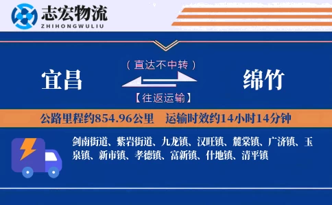宜昌到绵竹物流专线