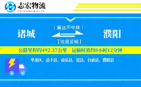 诸城到濮阳物流专线